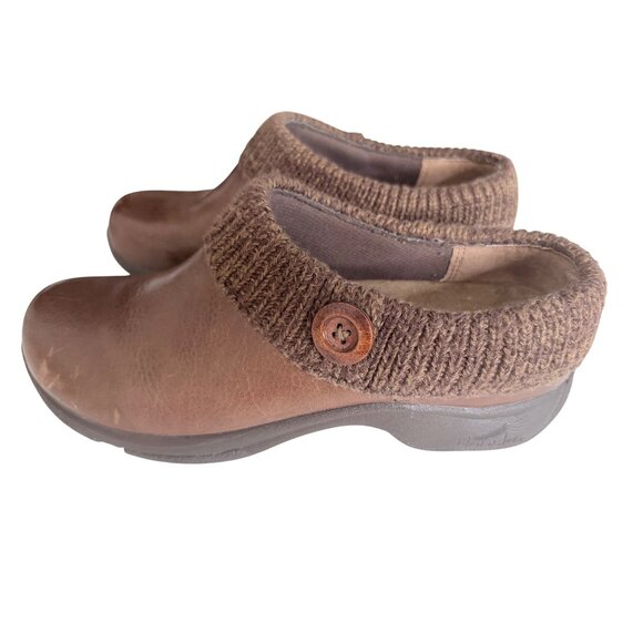 Dansko Kenzie Clog Slipper Shoes Womens Size EU 41 US 10.5/11 Brown Leather & Kn - Picture 1 of 13